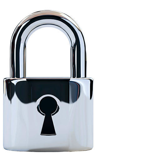 A 3D metallic chrome padlock